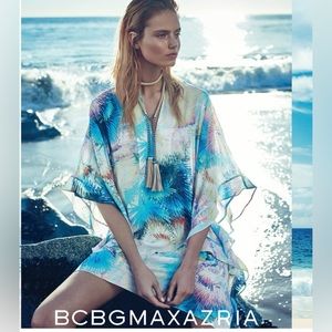 BCBGMAXAZRIA “Dove” women's kaftan top color by aqua combo size XS/S